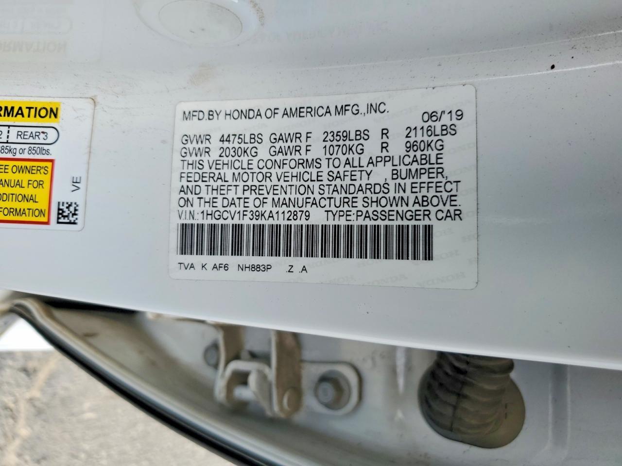 2019 Honda Accord Sport - zdjęcie 12