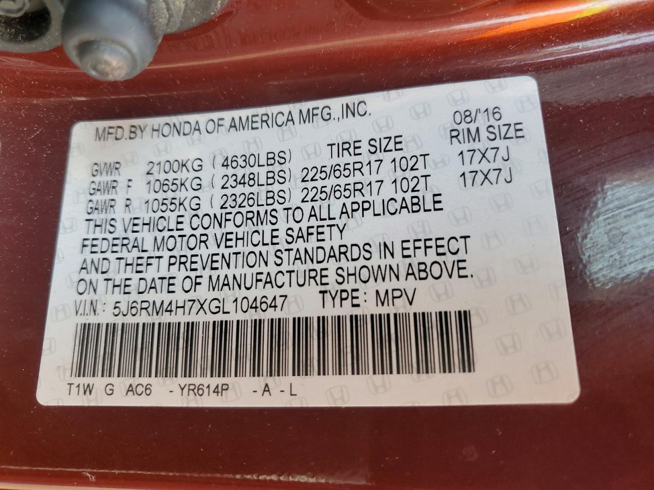 2016 Honda Cr-V Exl - zdjęcie 14