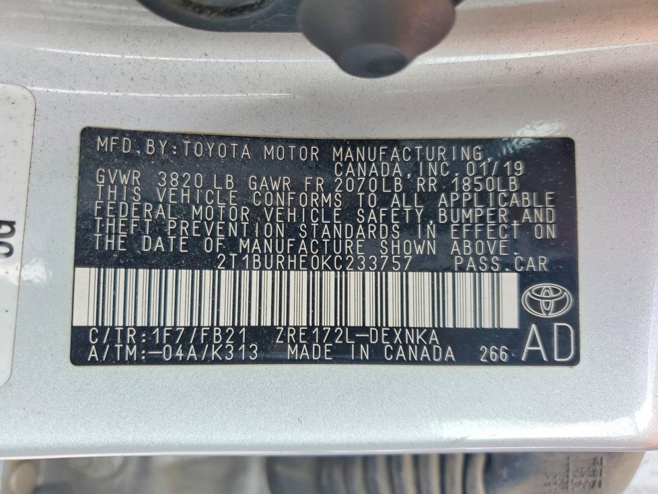 2019 Toyota Corolla Le - zdjęcie 13
