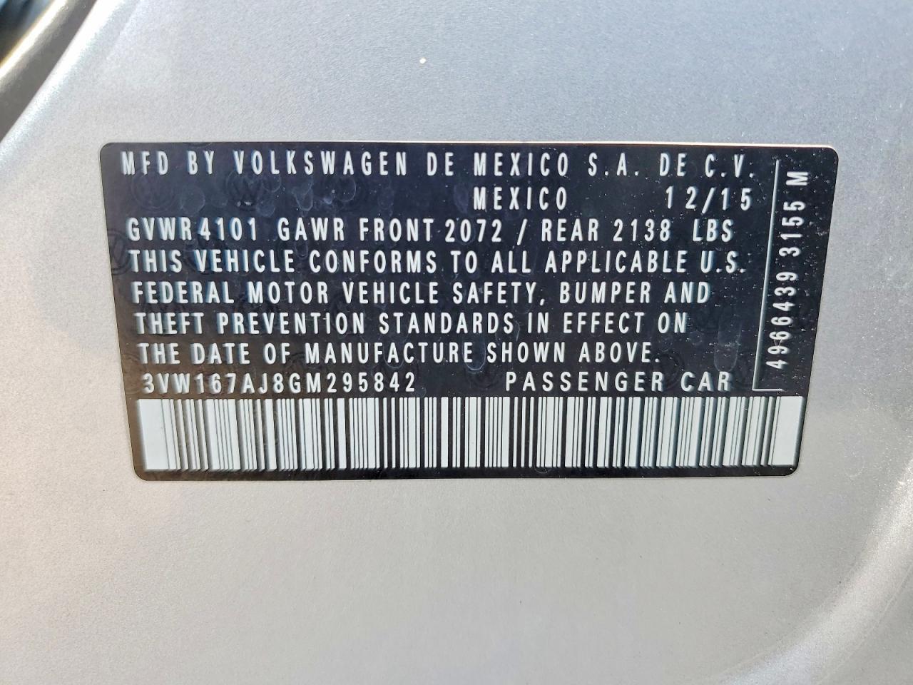 2016 Volkswagen Jetta S - zdjęcie 12