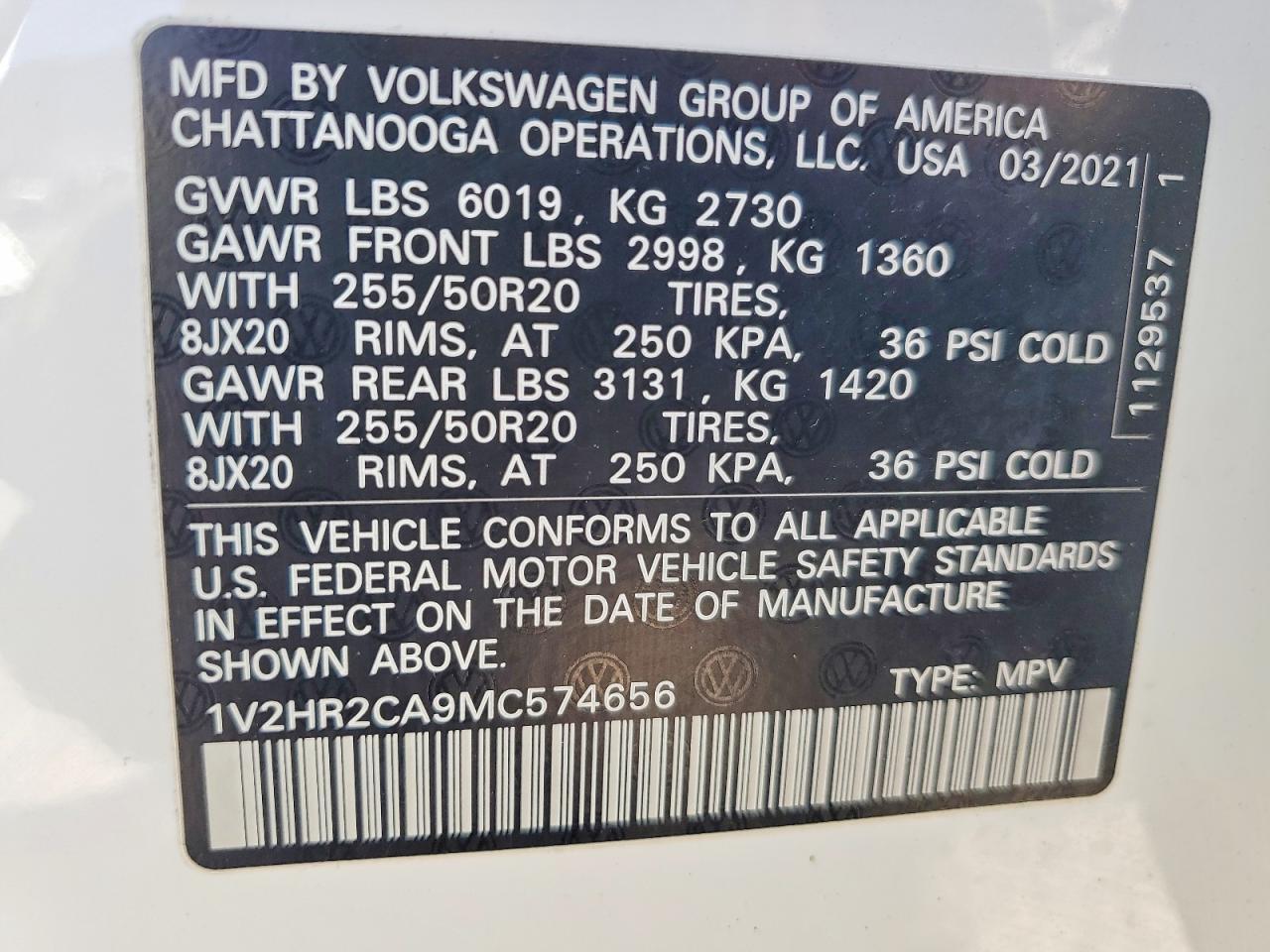 2021 Volkswagen Atlas Se - zdjęcie 13