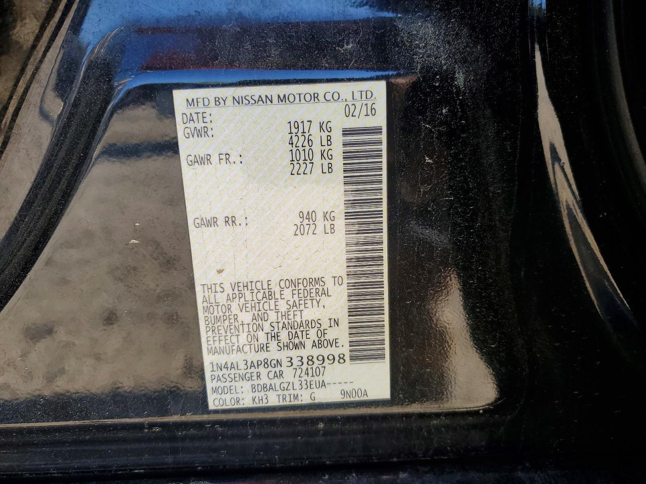 2016 Nissan Altima 2.5 S - zdjęcie 12