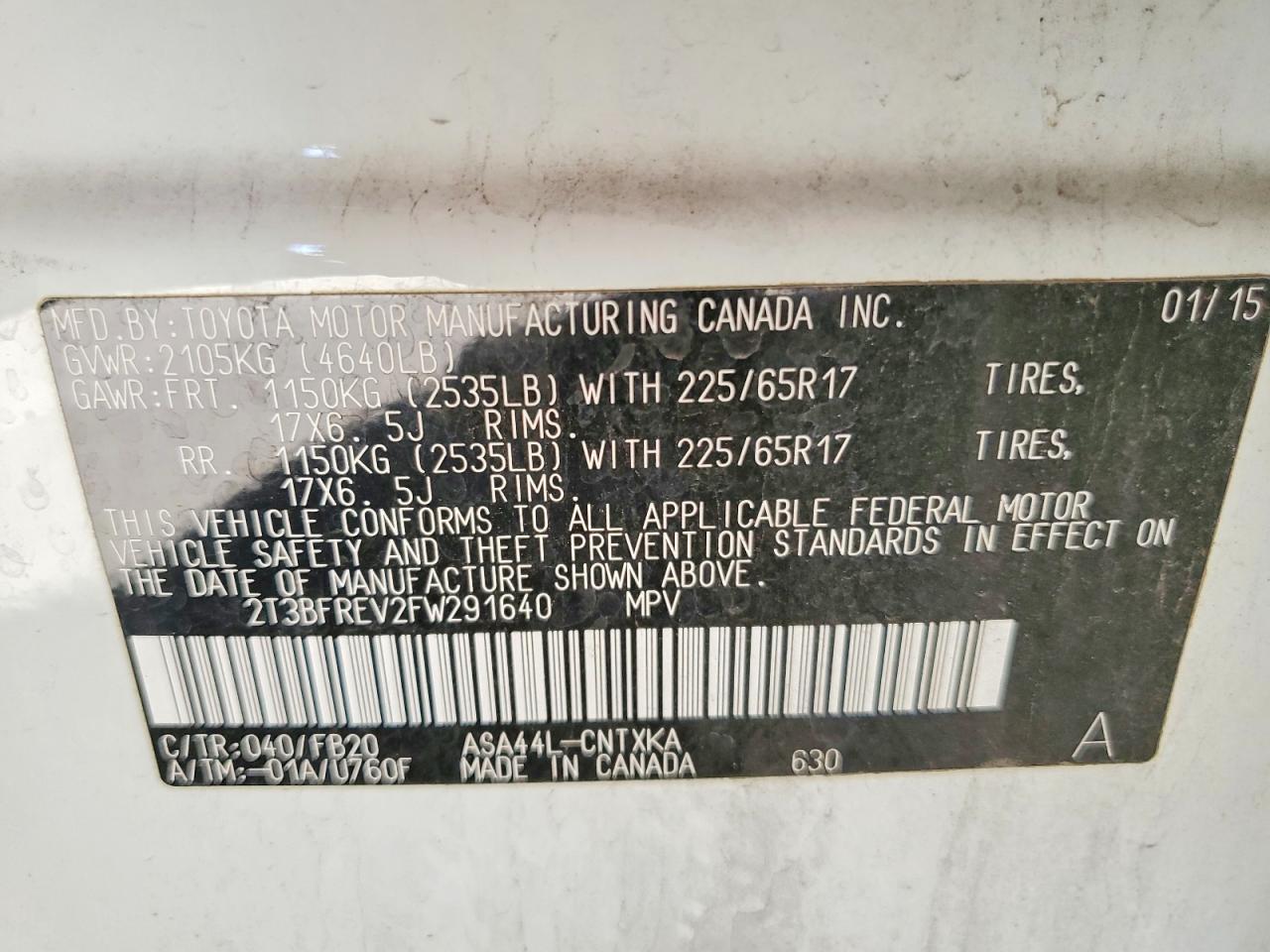 2015 Toyota Rav4 Le - zdjęcie 12