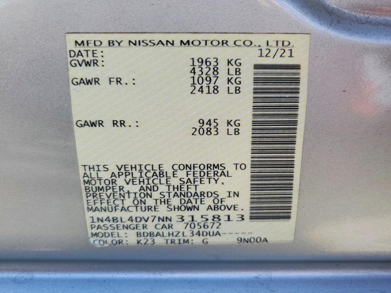 2022 Nissan Altima Sv - zdjęcie 13
