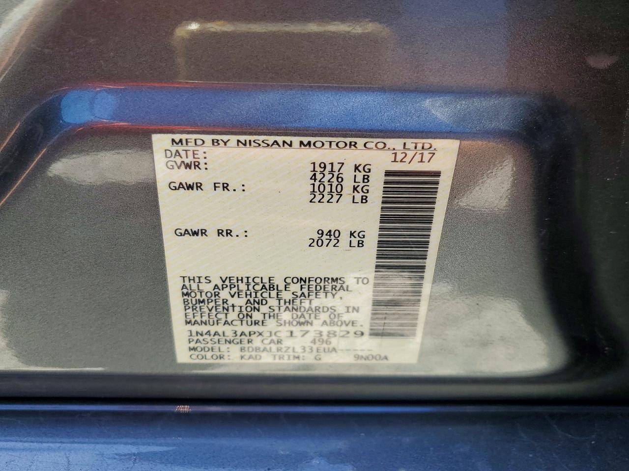 2018 Nissan Altima 2.5 Sl - zdjęcie 12
