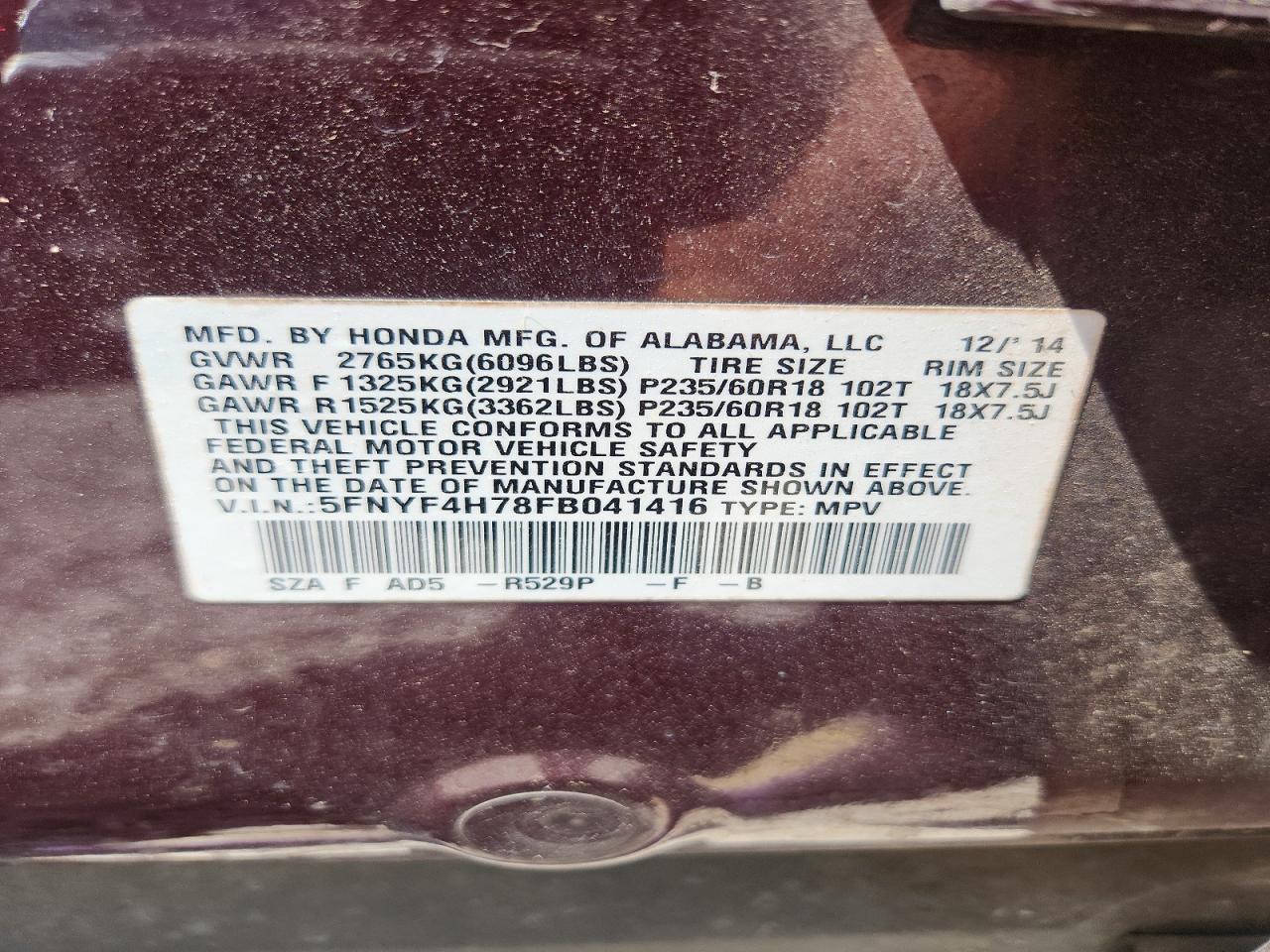 2015 Honda Pilot Exln - zdjęcie 13