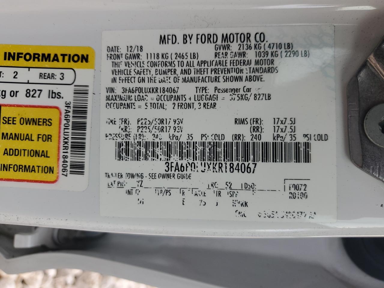 2019 Ford Fusion Se - zdjęcie 12