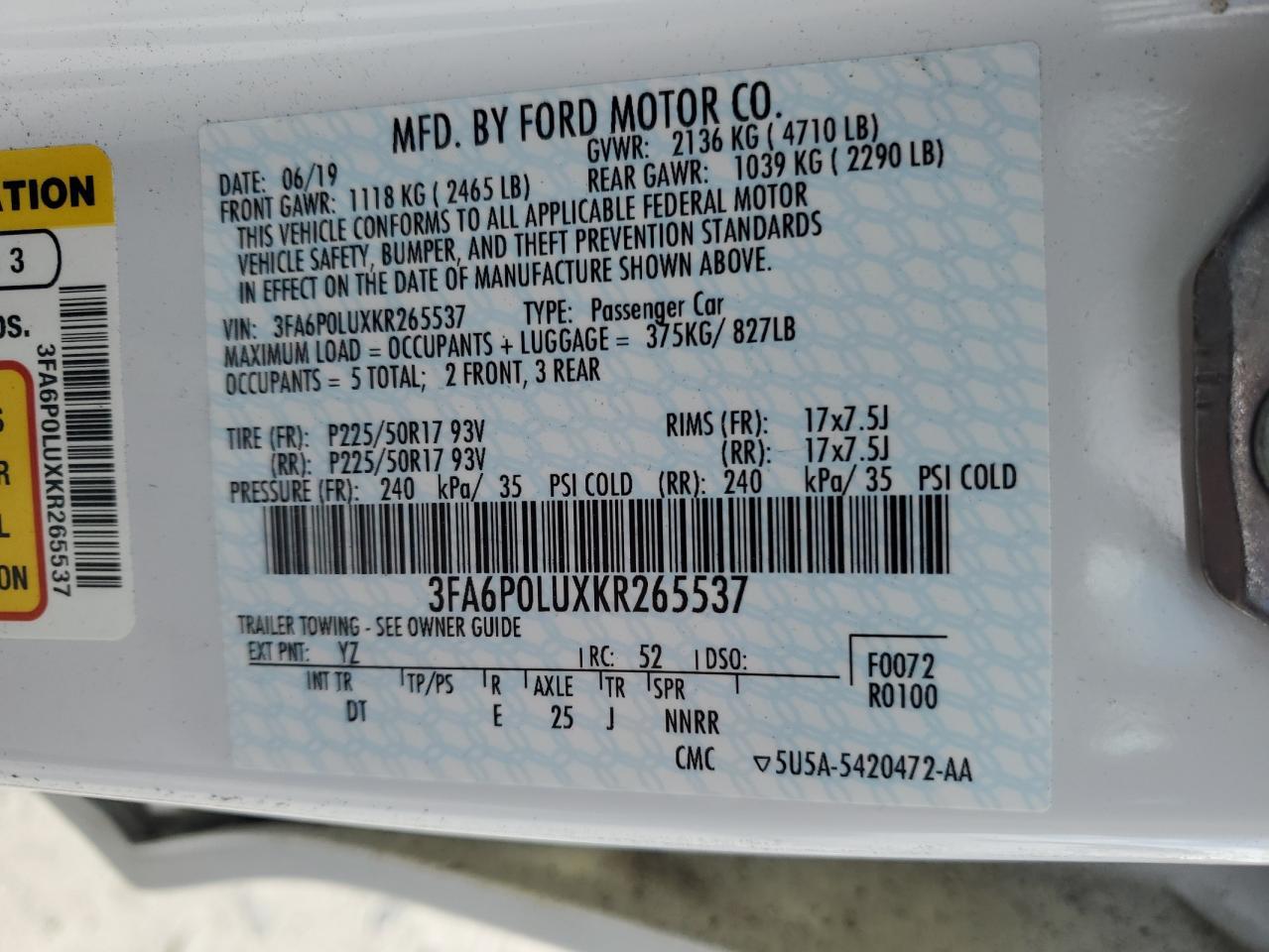 2019 Ford Fusion Se - zdjęcie 12