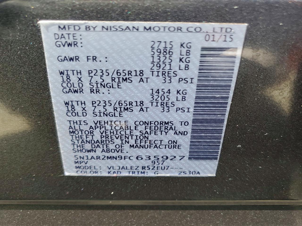 2015 Nissan Pathfinder S - zdjęcie 13