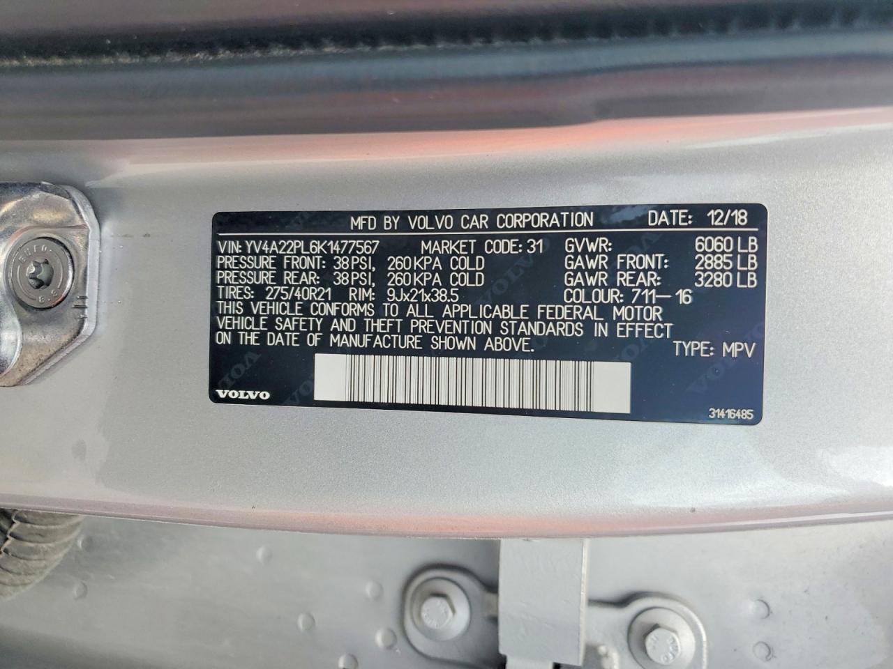 2019 Volvo Xc90 T6 Inscription - zdjęcie 13