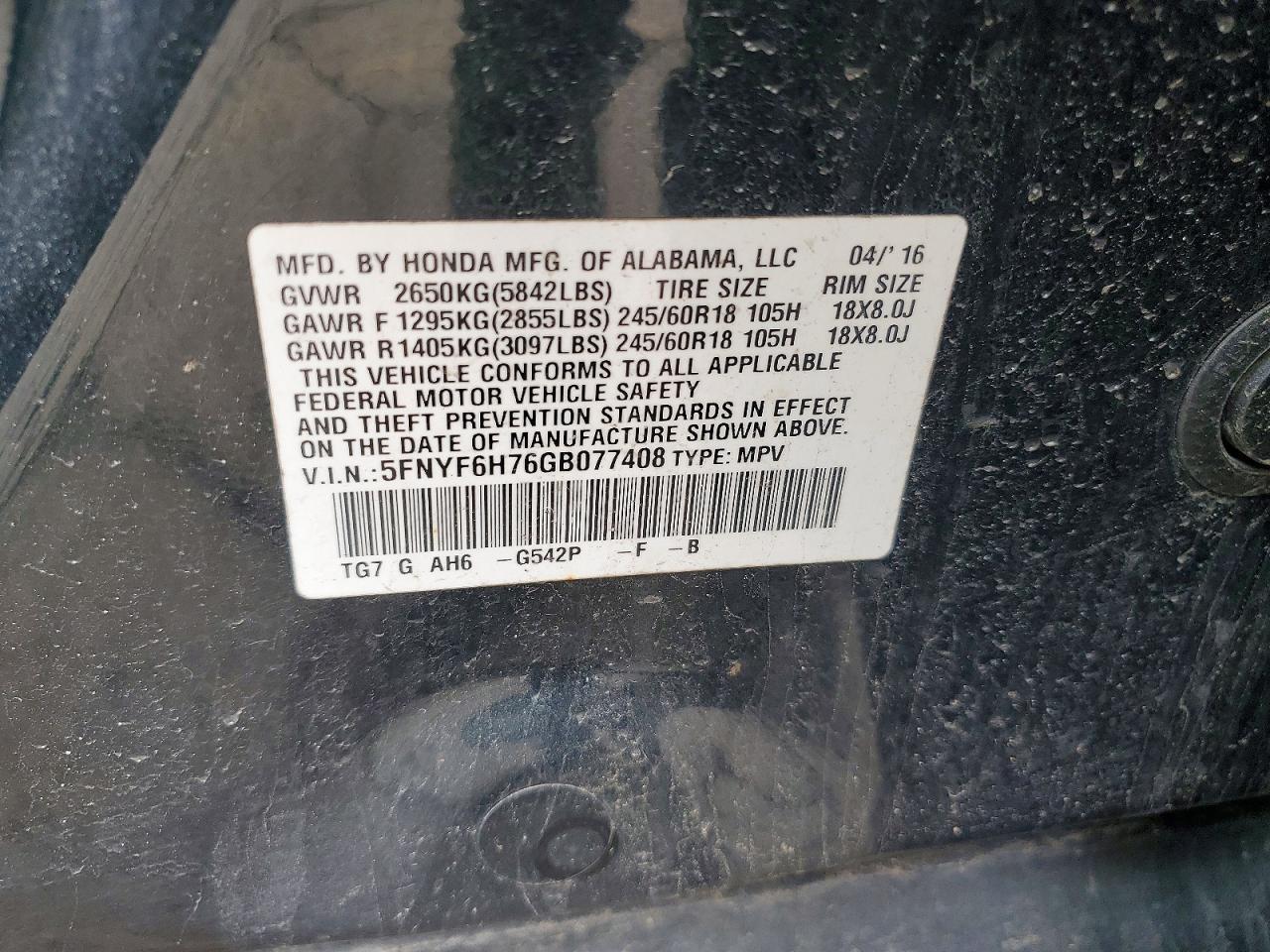 2016 Honda Pilot Exln - zdjęcie 12
