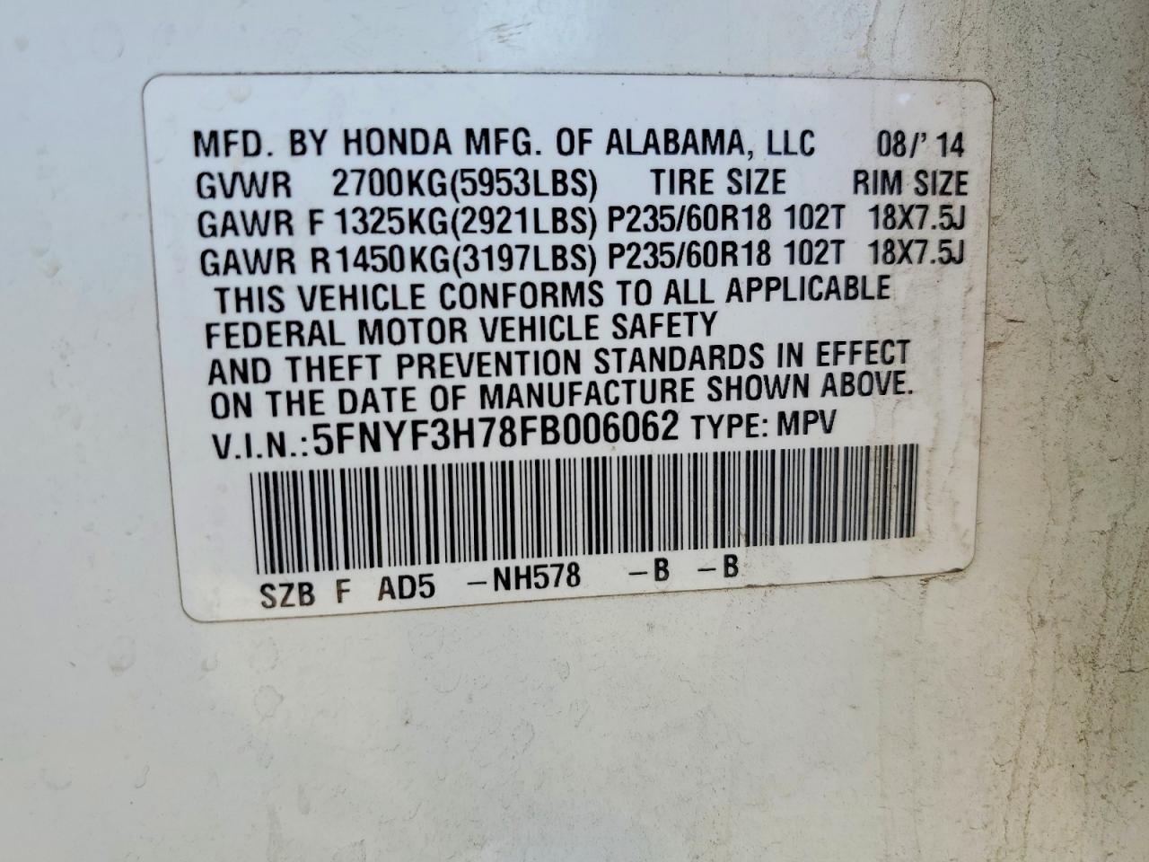 2015 Honda Pilot Exln - zdjęcie 13