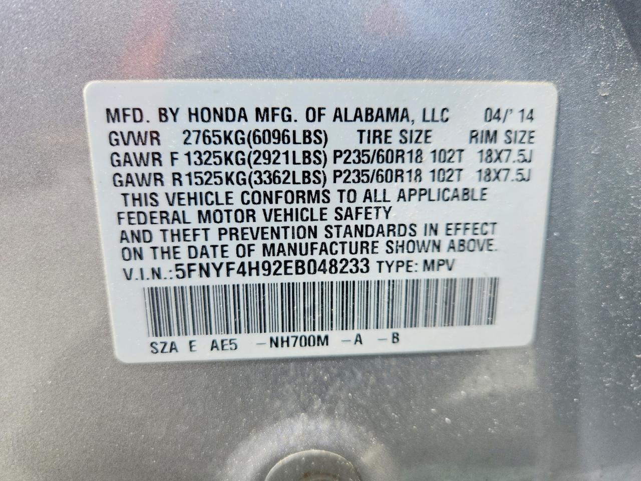 2014 Honda Pilot Touring - zdjęcie 13