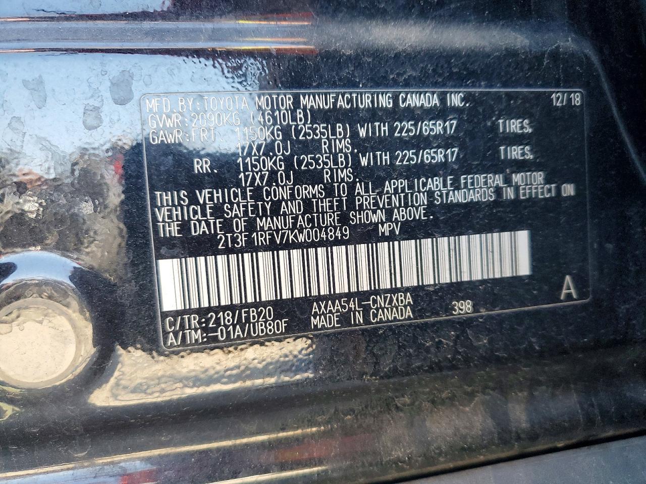 2019 Toyota Rav4 Le - zdjęcie 12