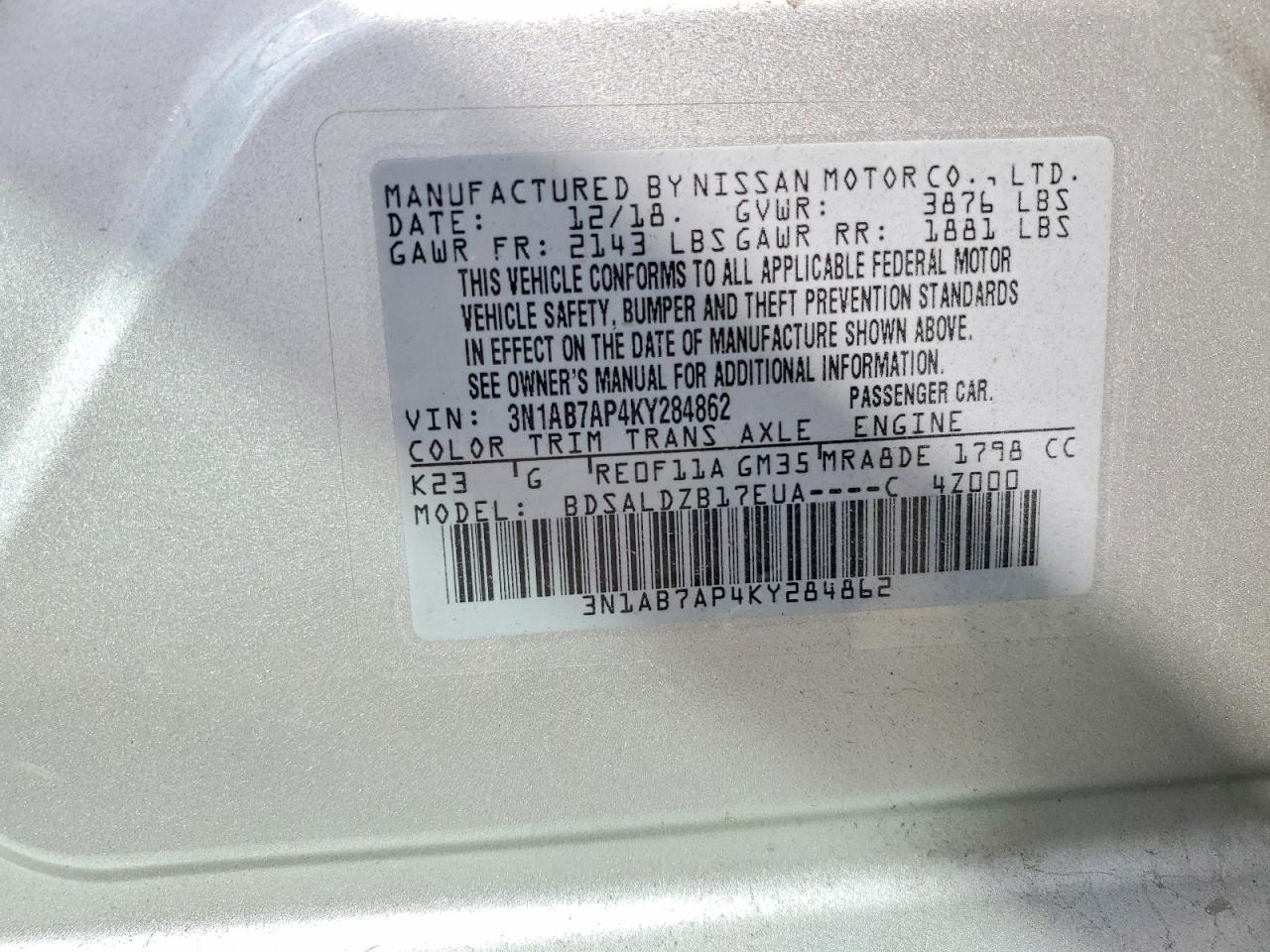 2019 Nissan Sentra Sv - zdjęcie 12