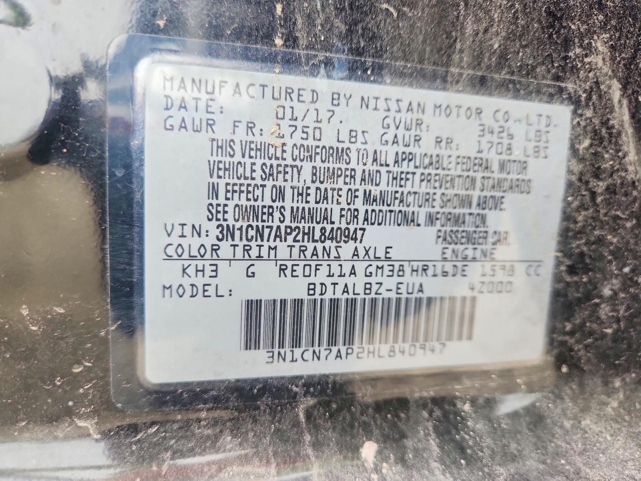 2017 Nissan Versa 1.6 Sv - zdjęcie 12