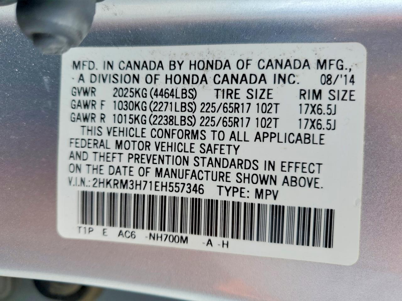 2014 Honda Cr-V Exl - zdjęcie 12