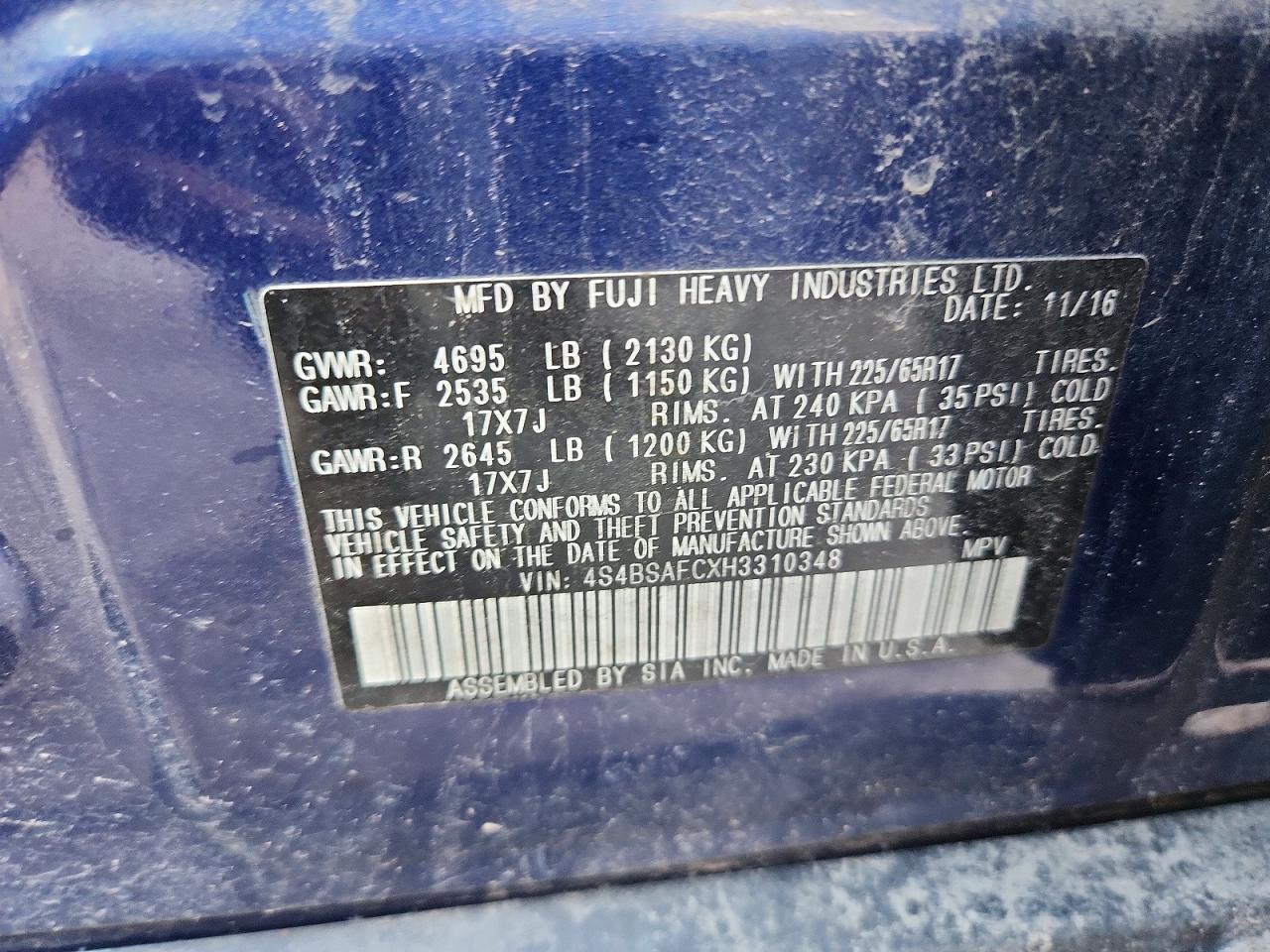 2017 Subaru Outback 2.5I Premium - zdjęcie 13