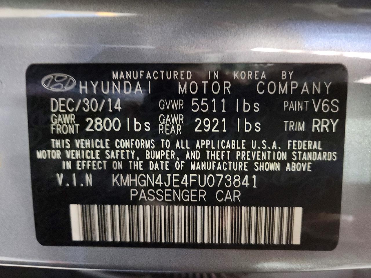 2015 Hyundai Genesis 3.8L - zdjęcie 12