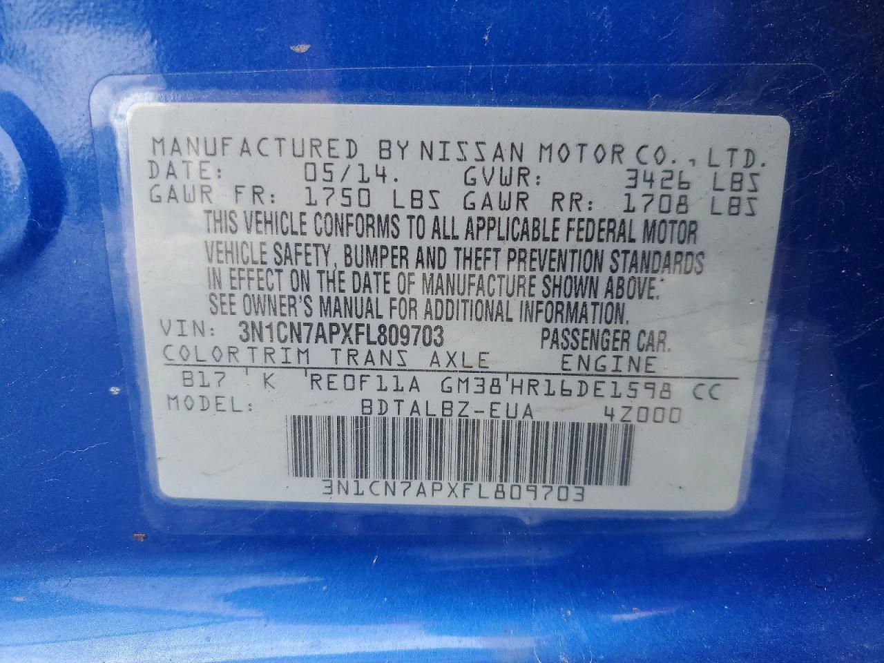 2015 Nissan Versa 1.6 Sv - zdjęcie 12