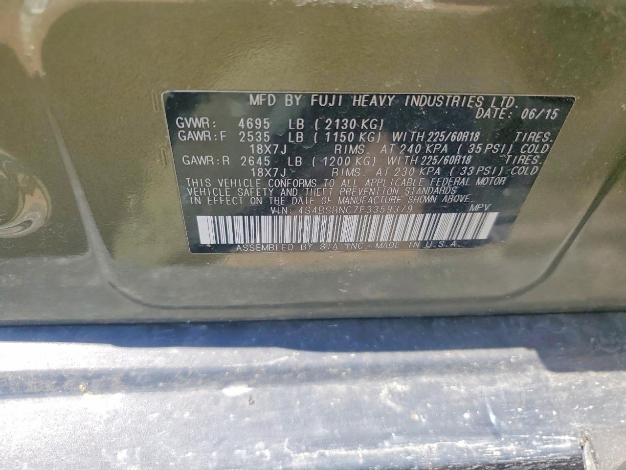 2015 Subaru Outback 2.5I Limited - zdjęcie 13