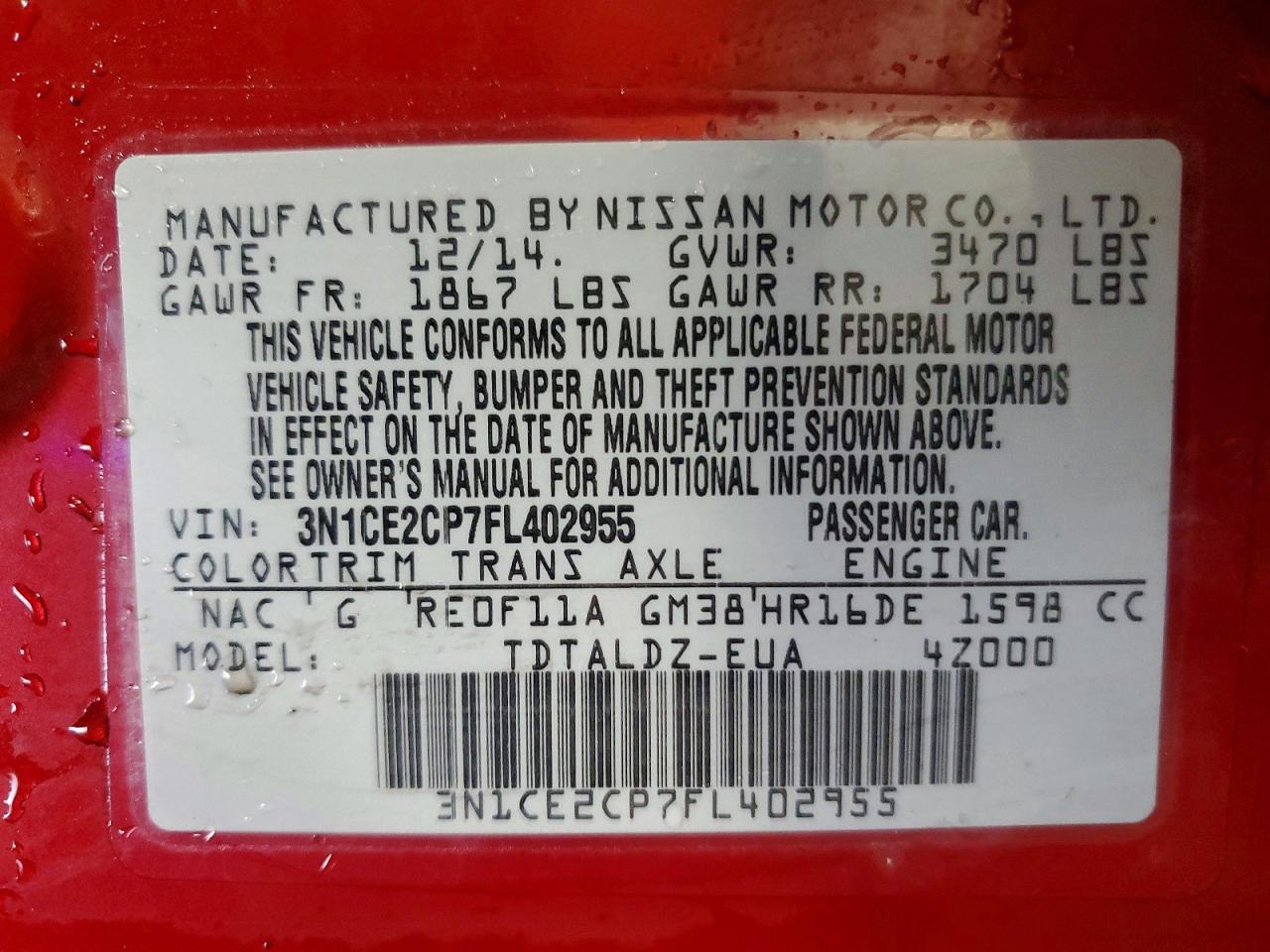 2015 Nissan Versa Note Sv - zdjęcie 13