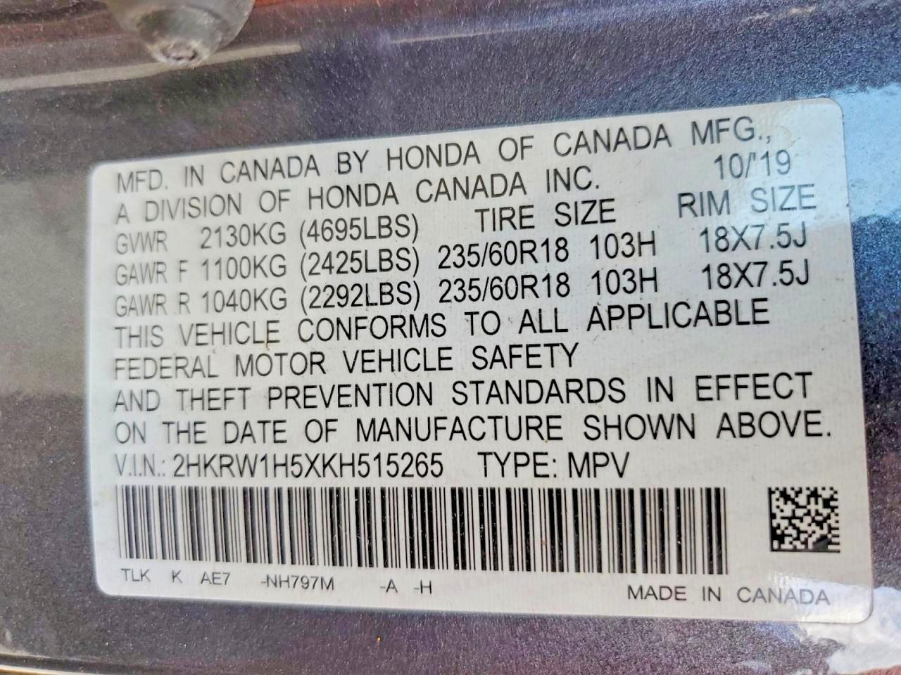 2019 Honda Cr-V Ex - zdjęcie 14