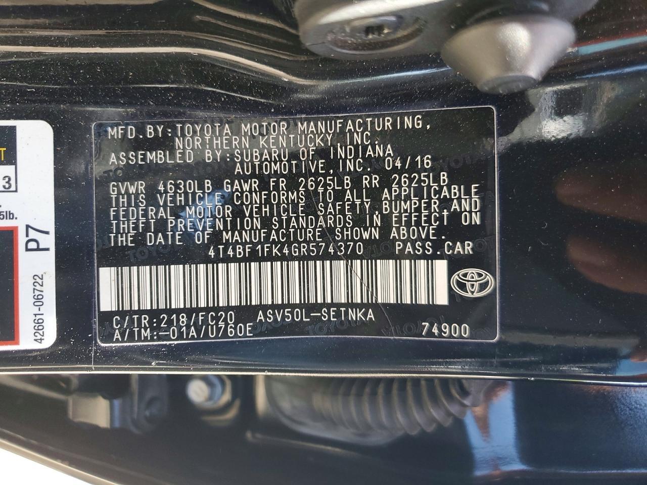 2016 Toyota Camry Le - zdjęcie 12