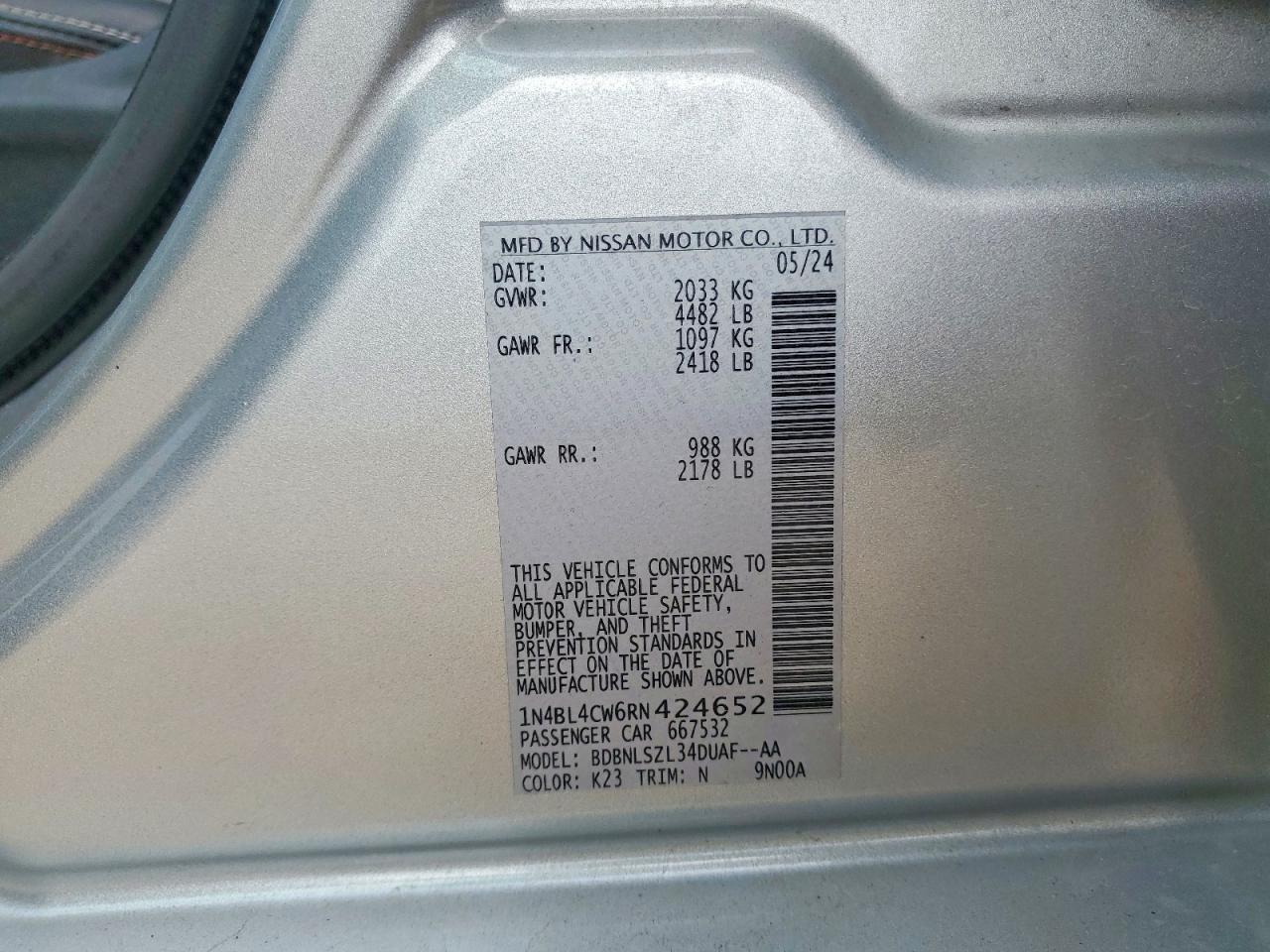 2024 Nissan Altima Sr - zdjęcie 12