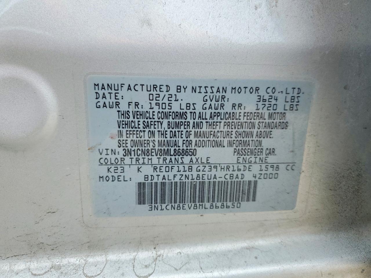 2021 Nissan Versa Sv - zdjęcie 12
