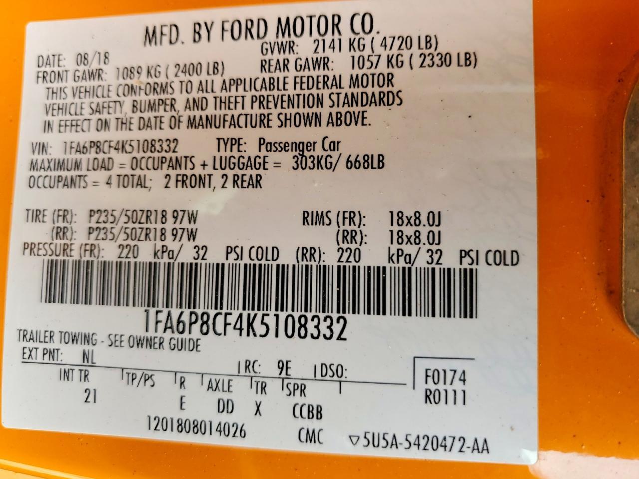 2019 Ford Mustang Gt - zdjęcie 13