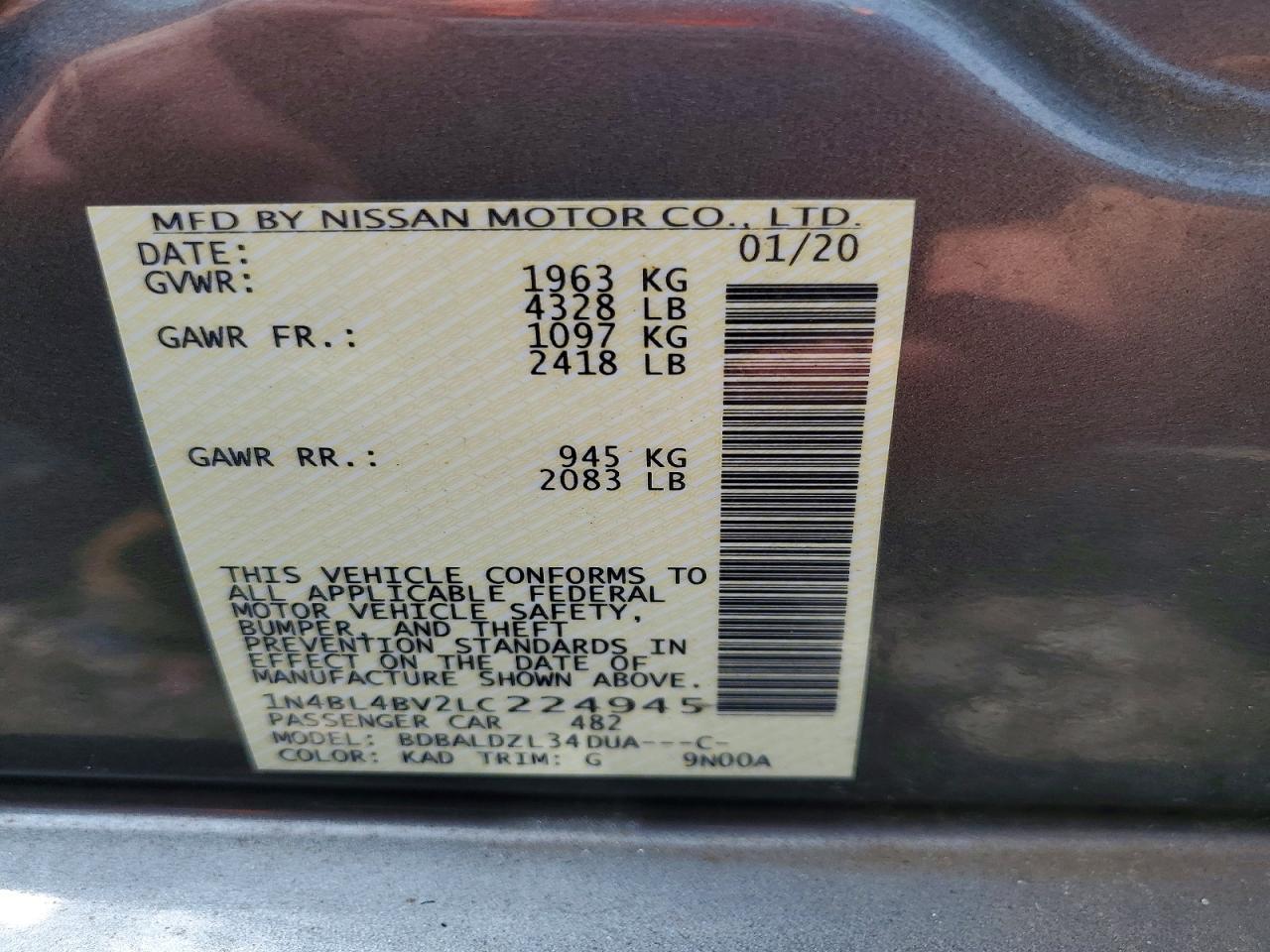 2020 Nissan Altima S - zdjęcie 12