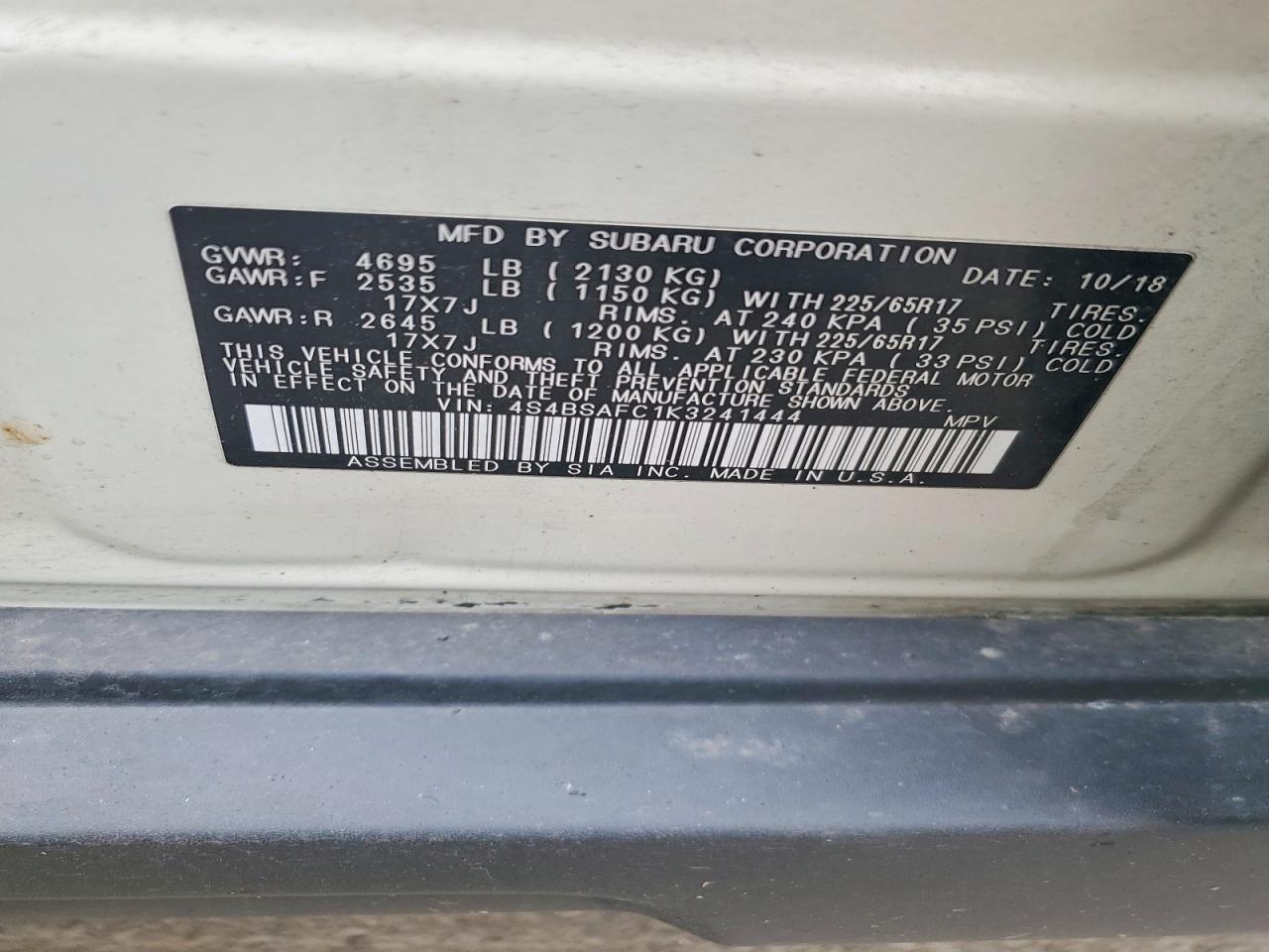 2019 Subaru Outback 2.5I Premium - zdjęcie 13