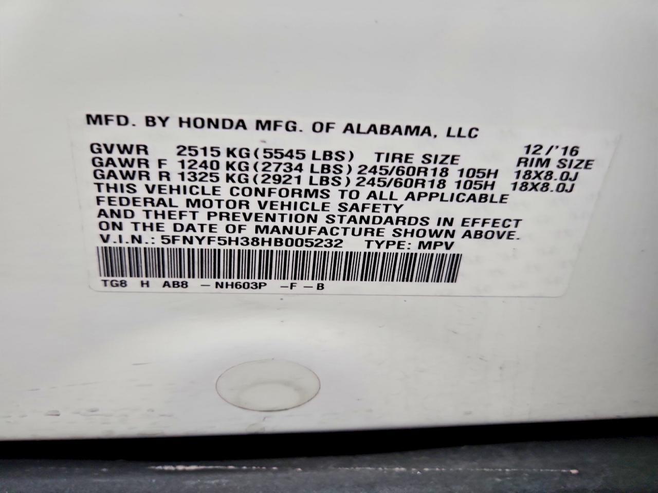 2017 Honda Pilot Ex - zdjęcie 13