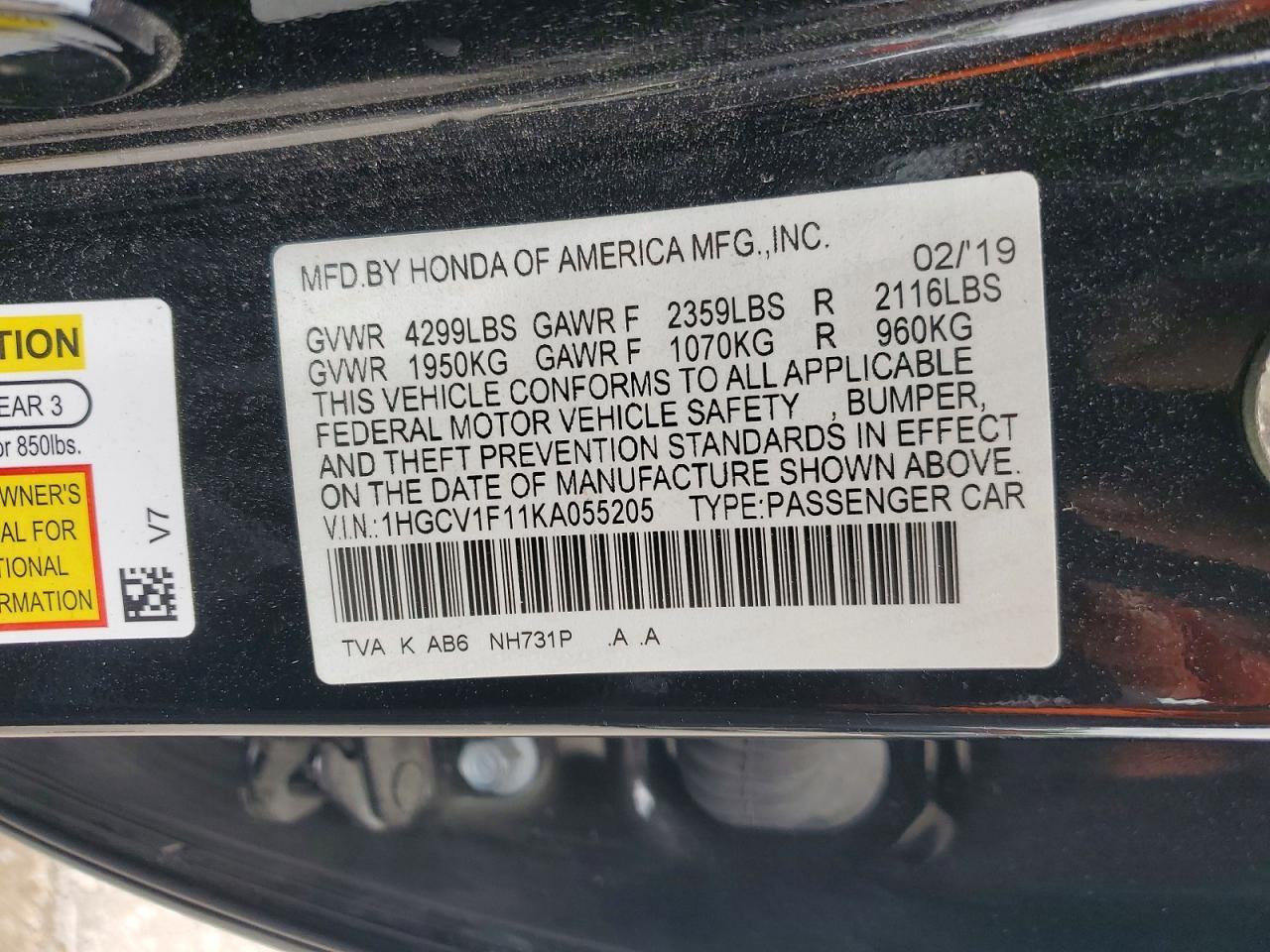 2019 Honda Accord Lx - zdjęcie 13