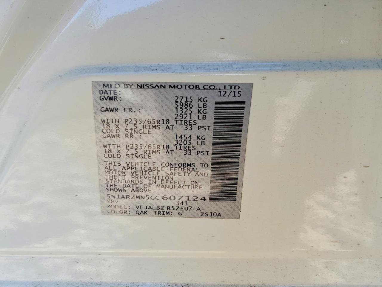 2016 Nissan Pathfinder S - zdjęcie 13