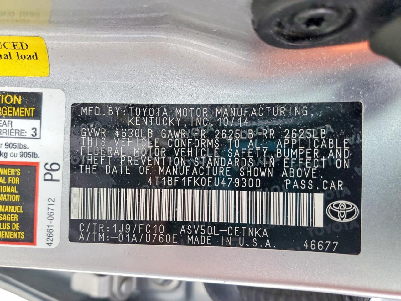 2015 Toyota Camry Le - zdjęcie 12