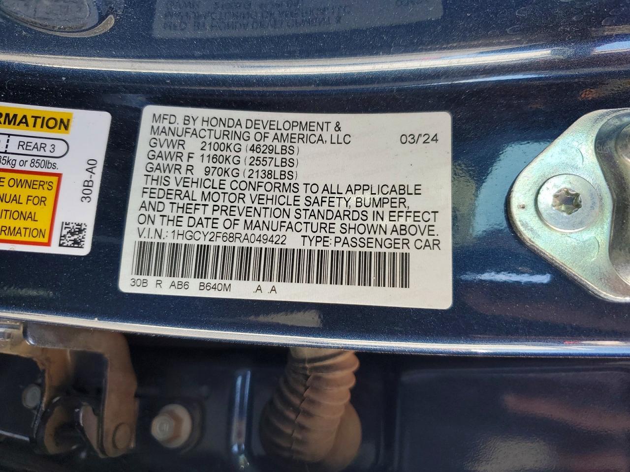 2024 Honda Accord Hybrid Exl - zdjęcie 13