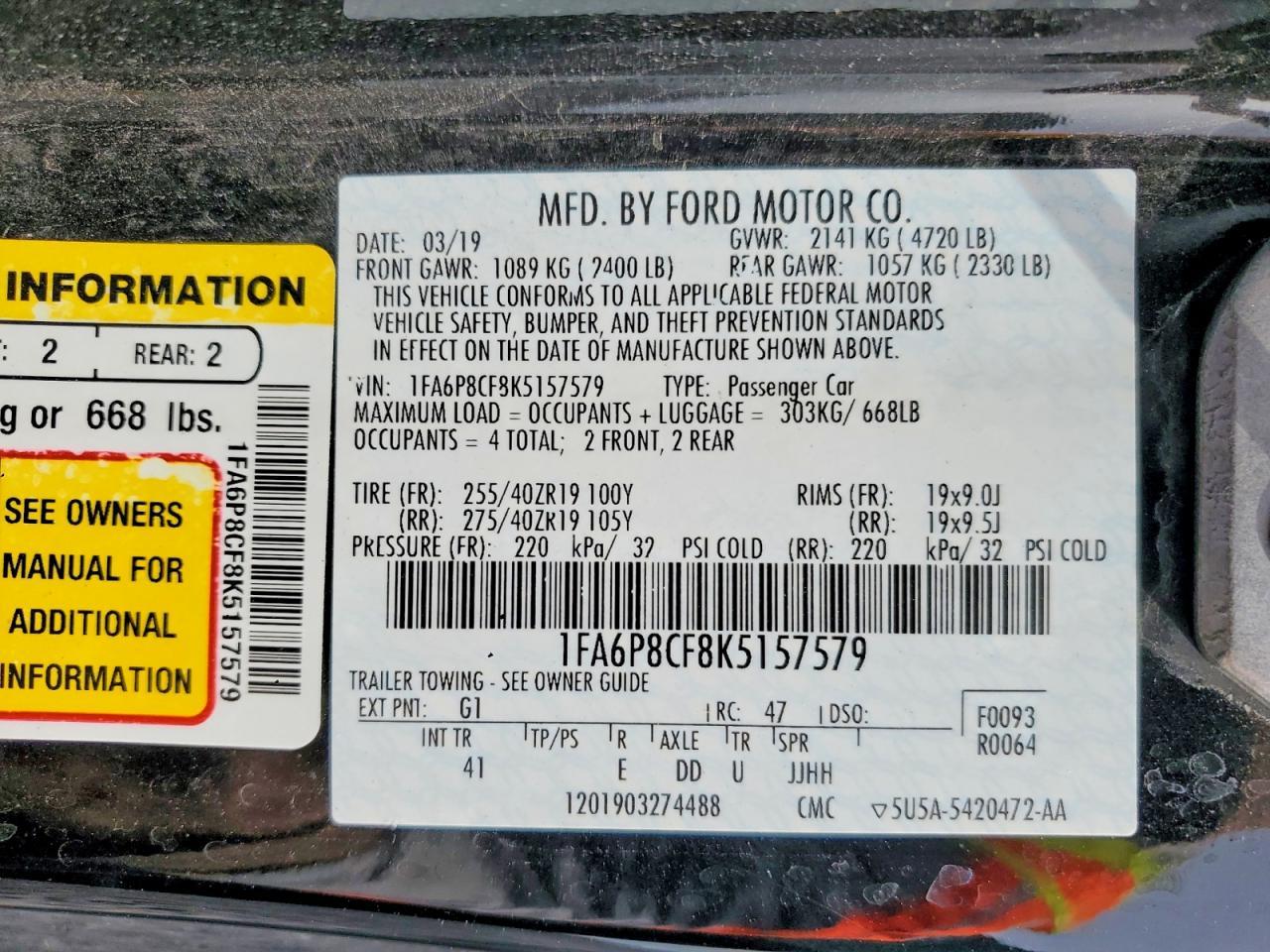 2019 Ford Mustang Gt - zdjęcie 12