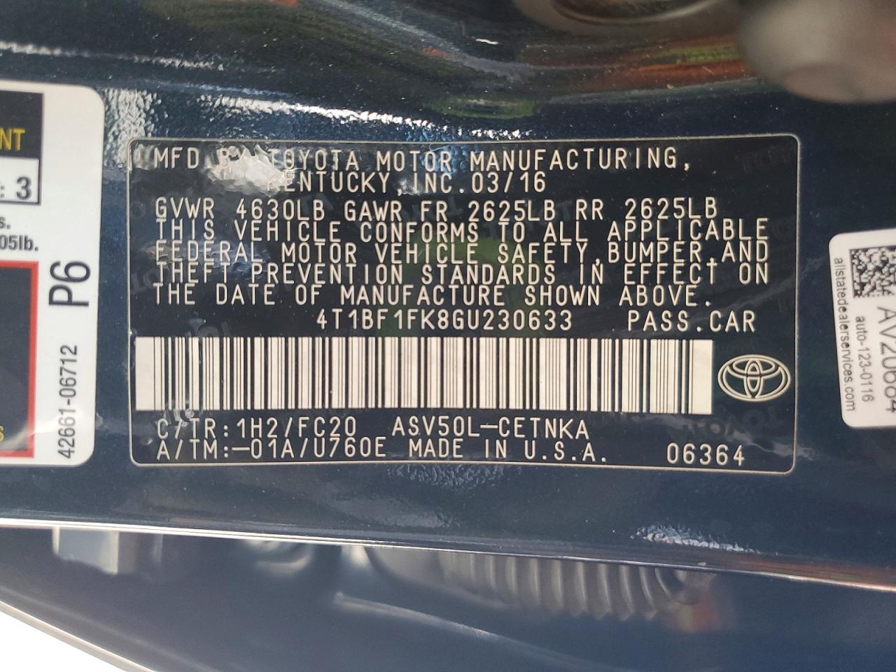 2016 Toyota Camry Le - zdjęcie 12