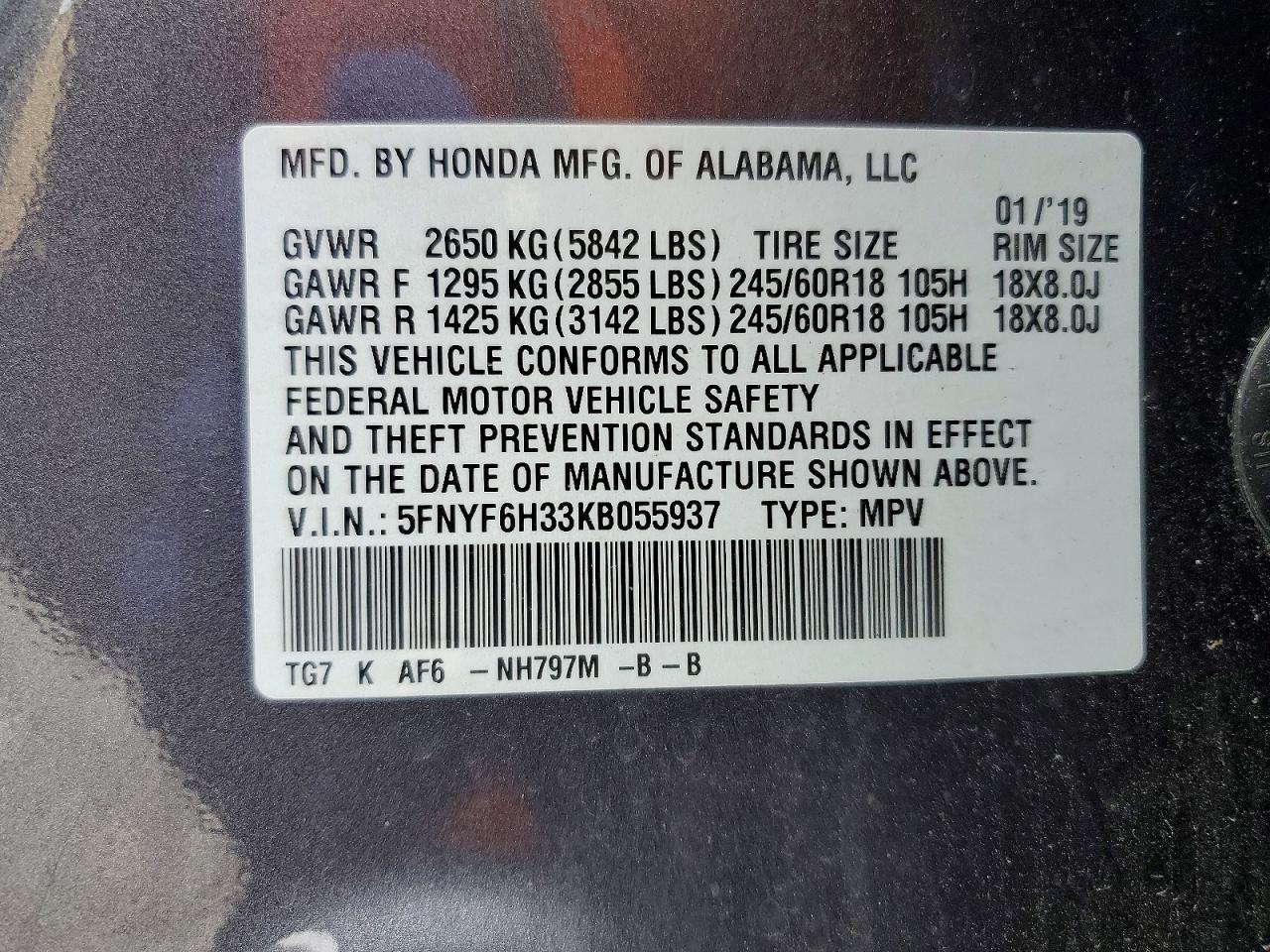 2019 Honda Pilot Ex - zdjęcie 13