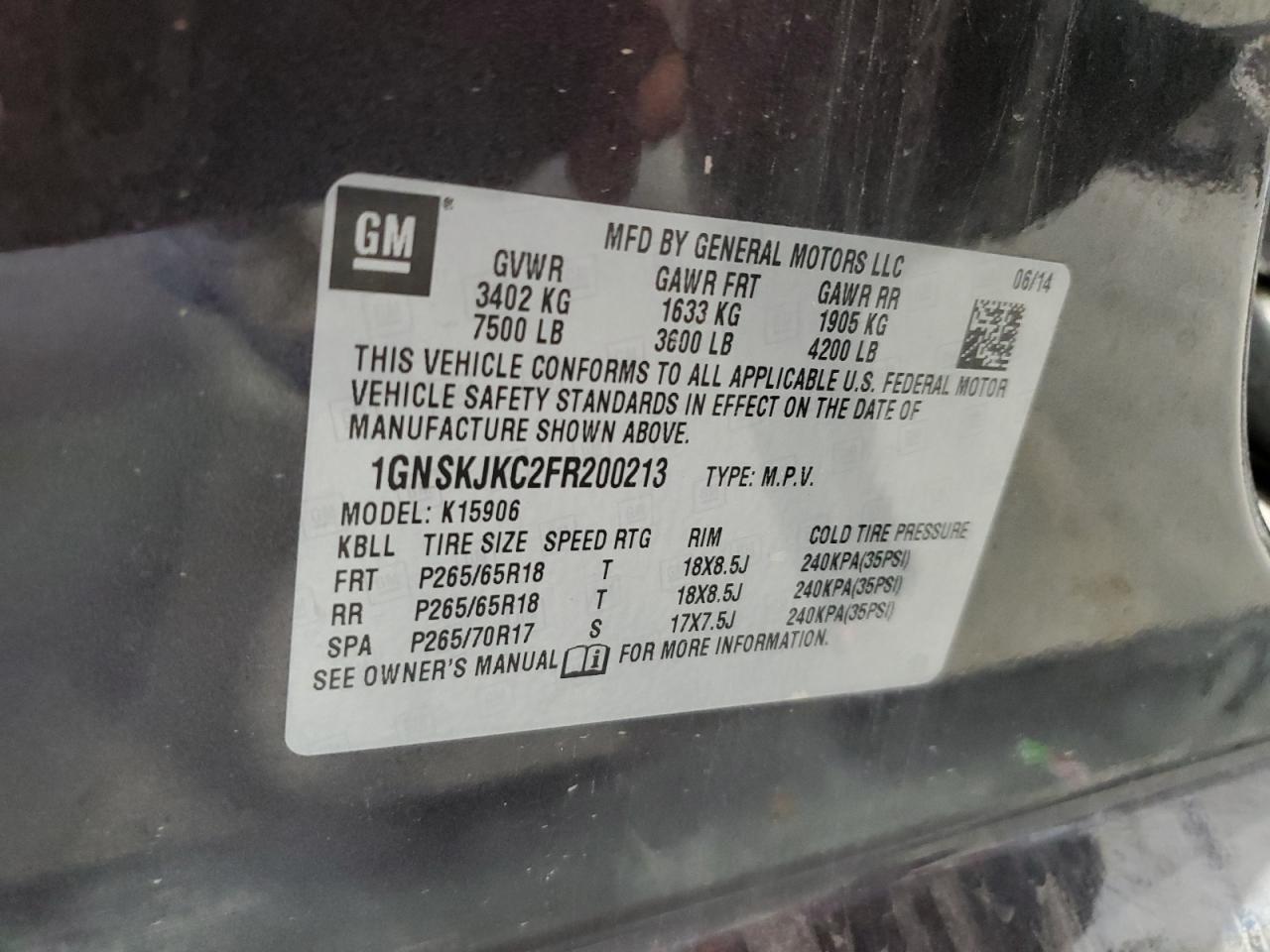 2015 Chevrolet Suburban K1500 Lt - zdjęcie 13