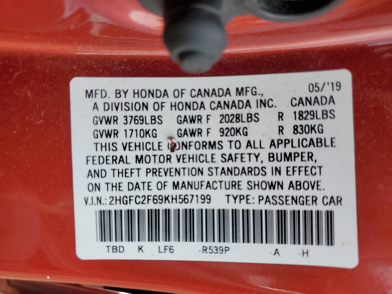 2019 Honda Civic Lx - zdjęcie 12