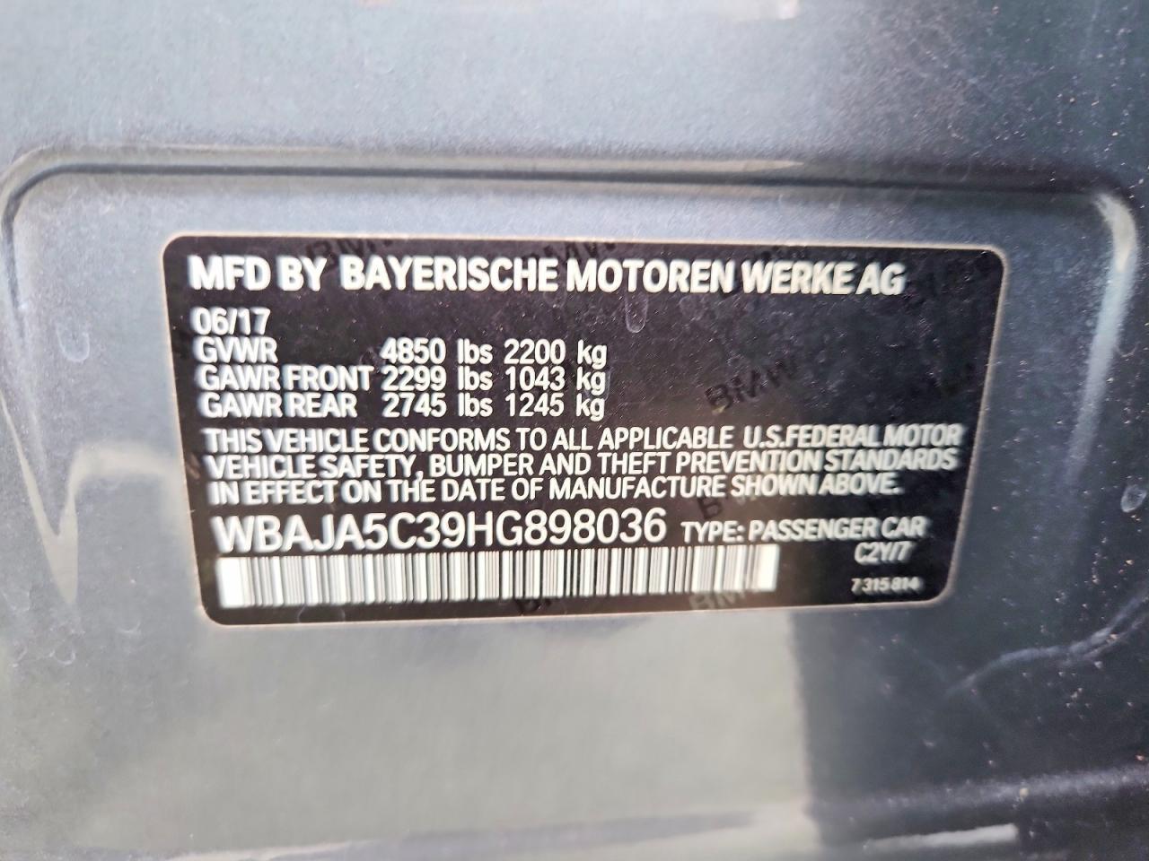 2017 BMW 530 I - zdjęcie 12