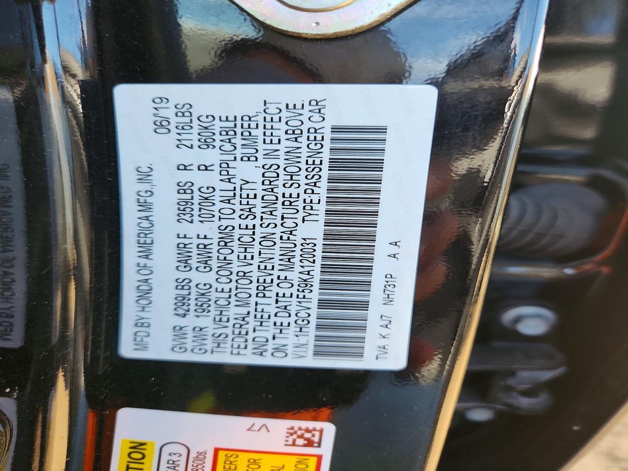 2019 Honda Accord Exl - zdjęcie 12
