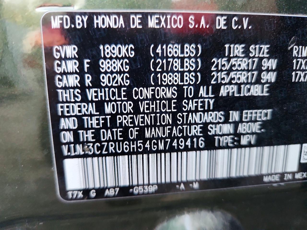 2016 Honda Hr-V Ex - zdjęcie 14