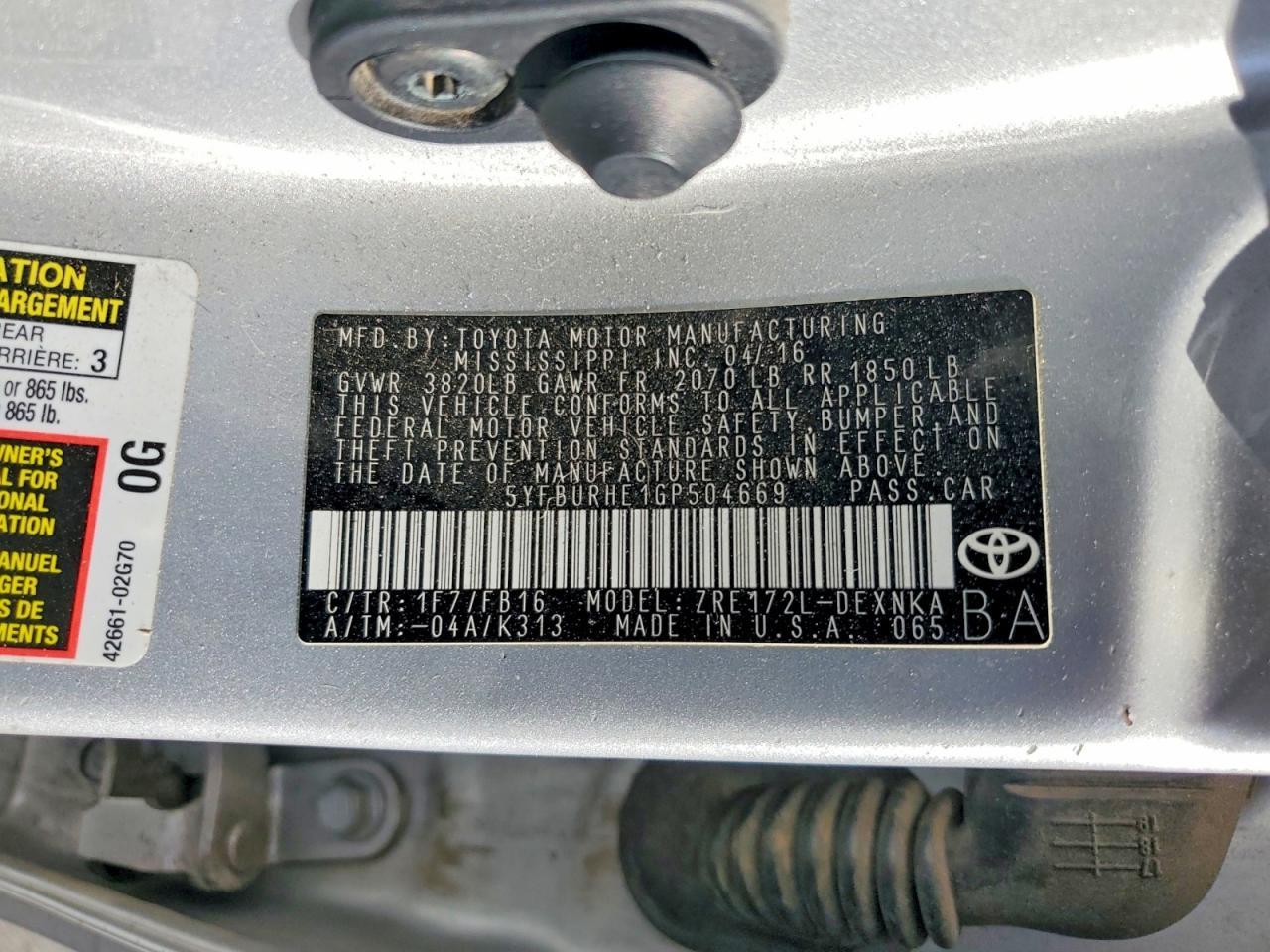 2016 Toyota Corolla Le - zdjęcie 12