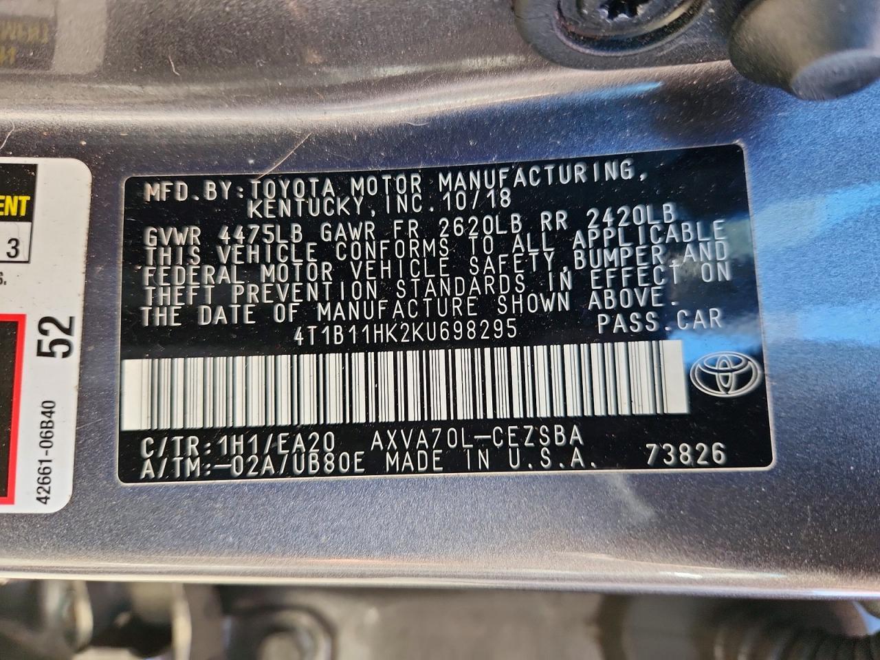 2019 Toyota Camry Se - zdjęcie 12