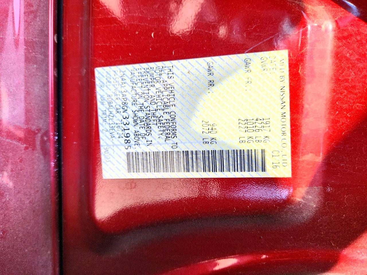 2016 Nissan Altima 2.5 Sr - zdjęcie 12
