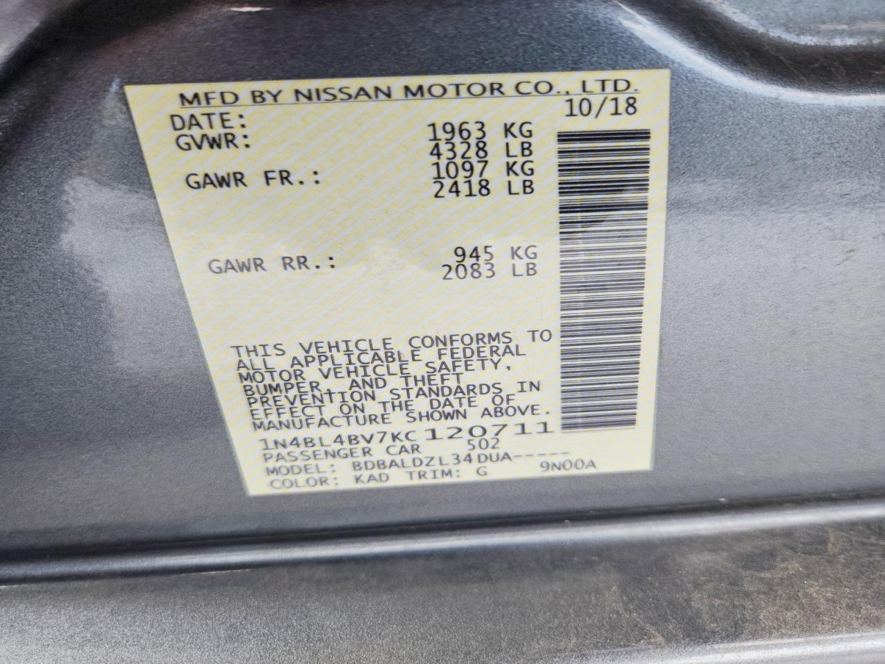 2019 Nissan Altima S - zdjęcie 12